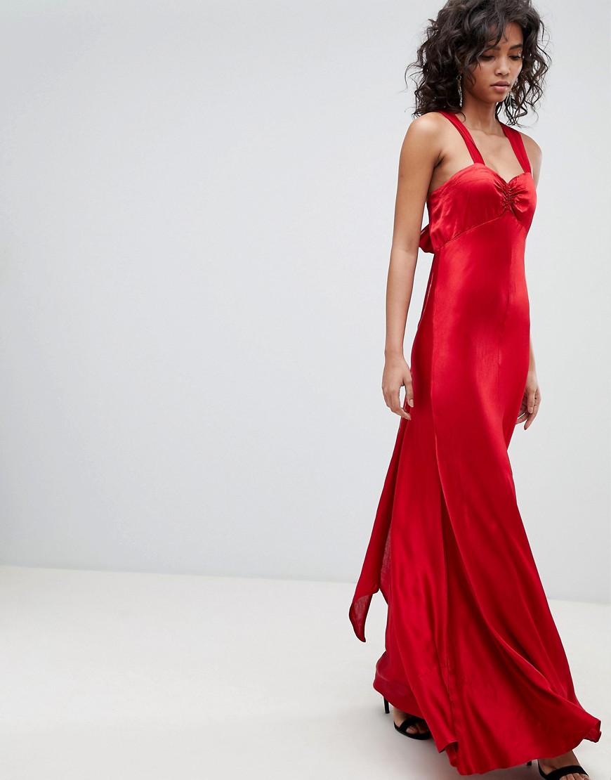 Ghost V Neck Maxi Dress With Bow Back