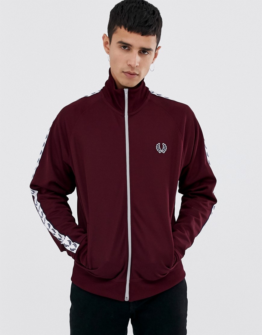 Fred Perry Sports Authentic taped track jacket in burgundy
