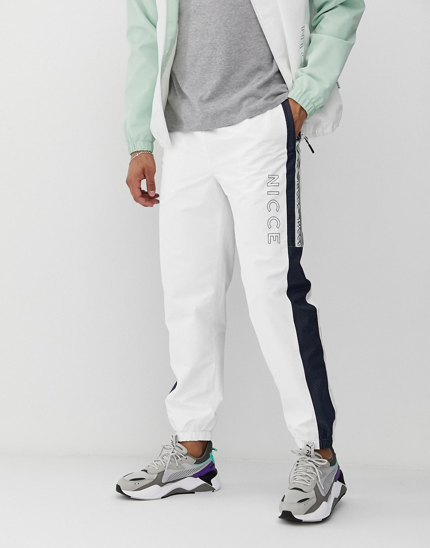 Nicce joggers with reflective panels and side logo in white