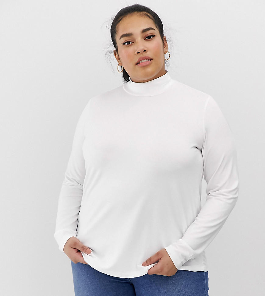 ASOS DESIGN Curve turtle neck long sleeve top in white