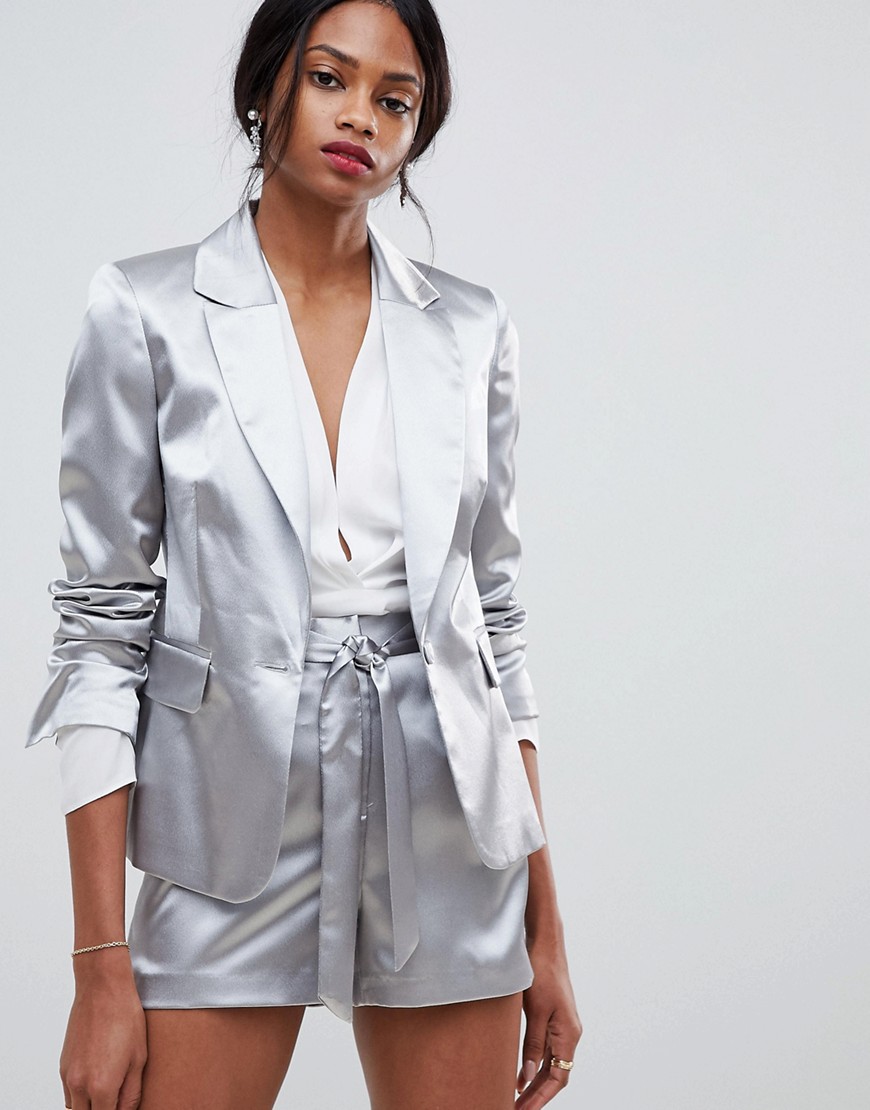 Oasis occasion tailored shimmer blazer co-ord - Silver