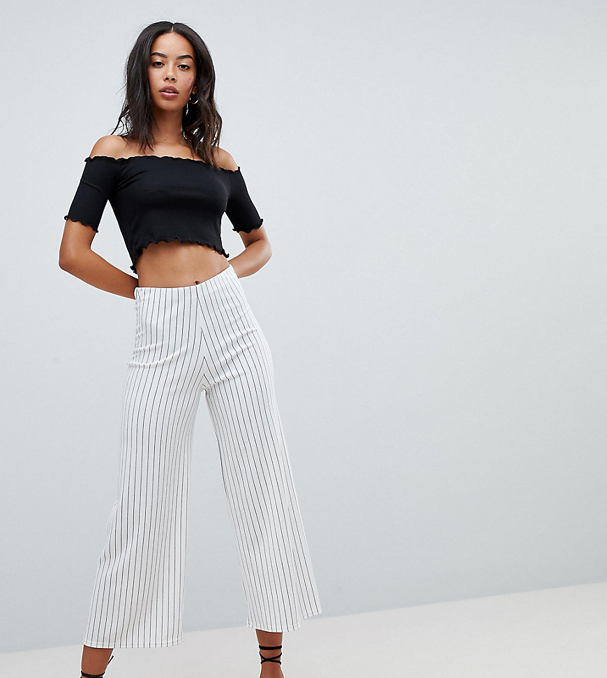 New Look Tall stripe culottes in white pattern