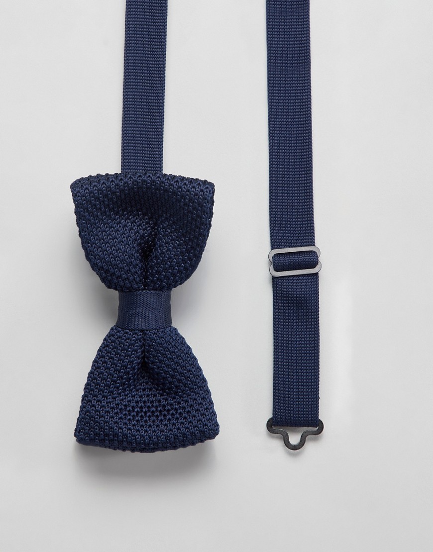 Twisted Tailor knitted bow tie in navy