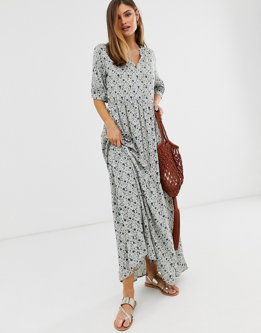 Y.A.S floral short sleeve maxi smock dress