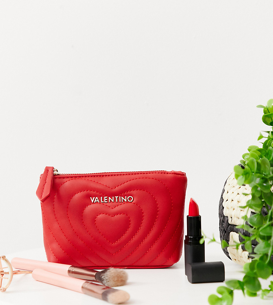 Valentino by Mario Valentino red heart quilted mini make up bag