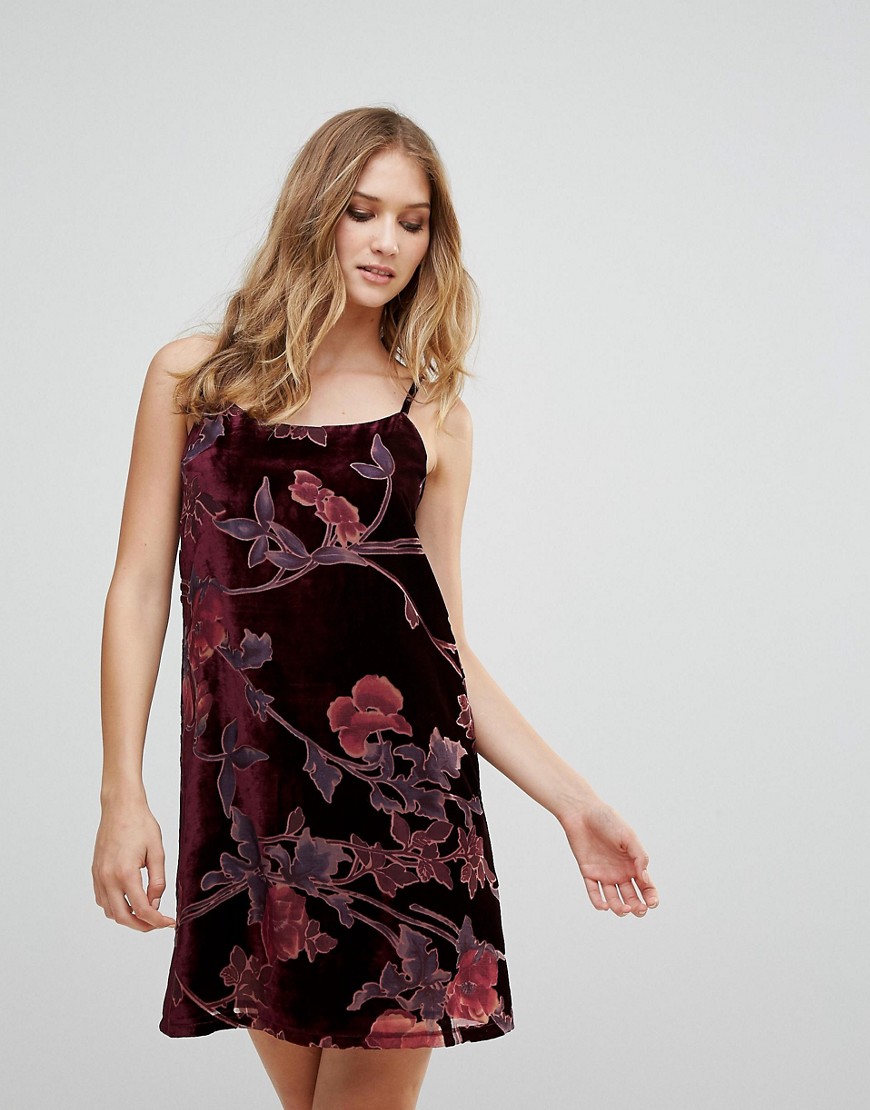 Rd & Koko Burnt Out Floral Velvet Cami Dress - Black