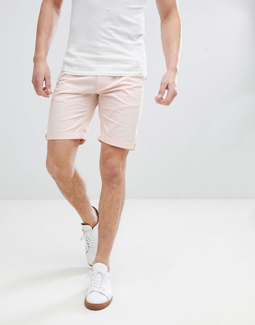 Bellfield Slim Fit Chino Shorts In Washed Pink