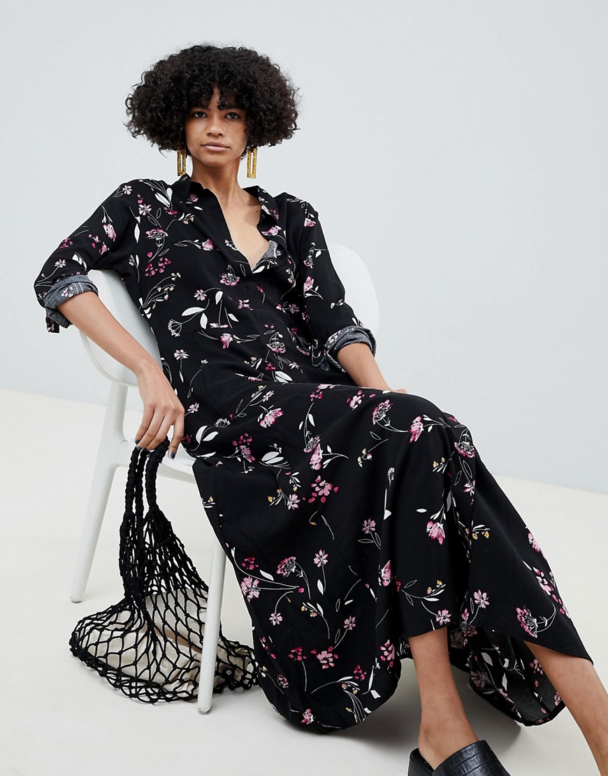 b.Young High Neck Floral Midi Dress