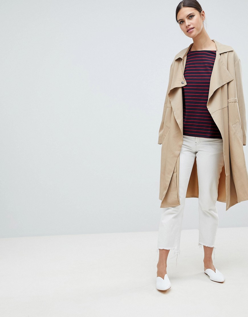 French Connection Erna Drape Wool Blend Short Trench Coat - Camber sands