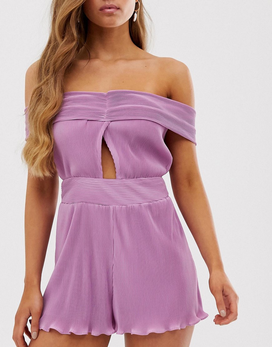 Collective The Label bandeau playsuit with knot front in lilac