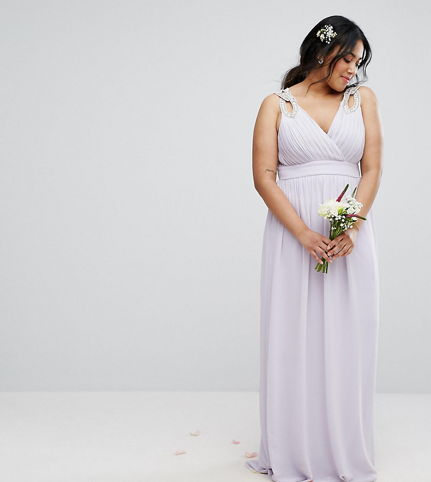 Декорированное платье макси с запахом TFNC Plus Wedding - Фиолетовый 