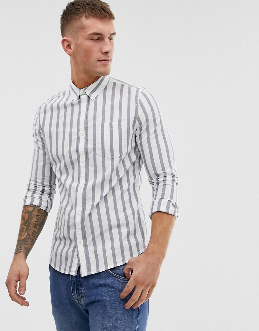Burton Menswear shirt with bold stripe in white