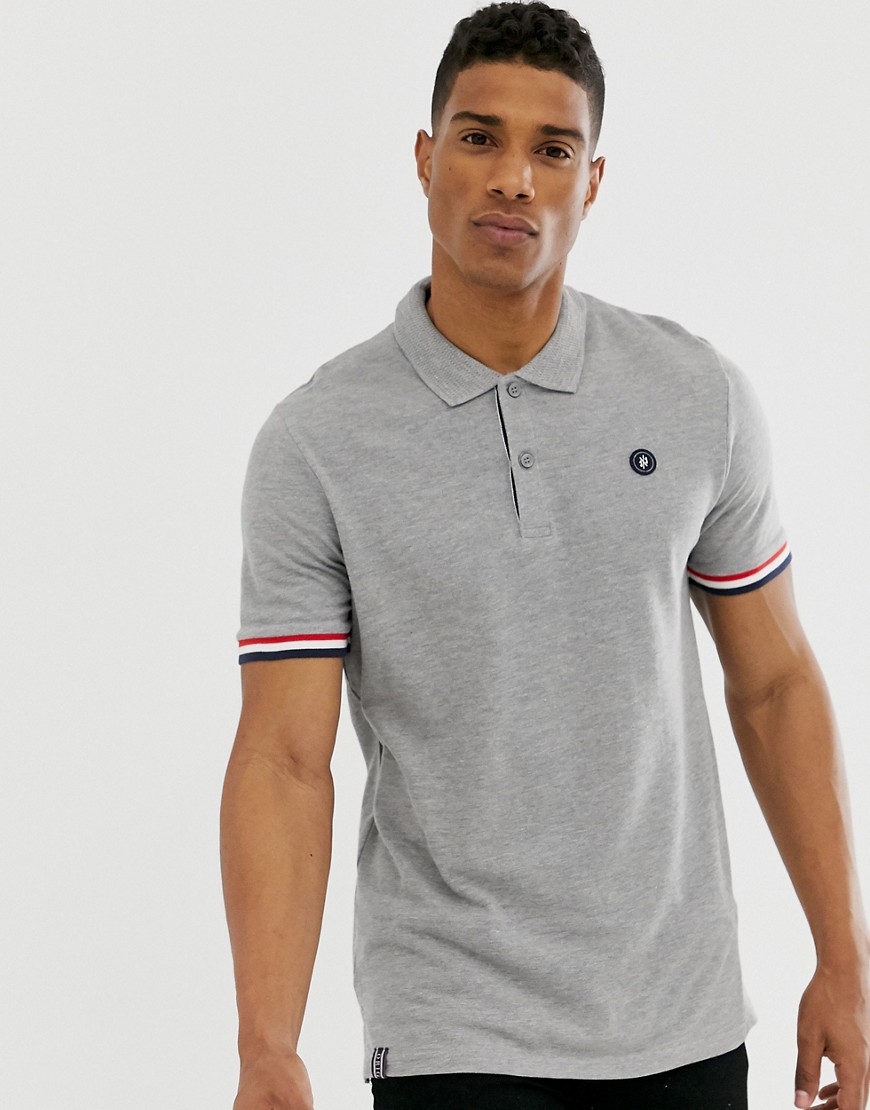 Jack & Jones Originals polo with taping in grey