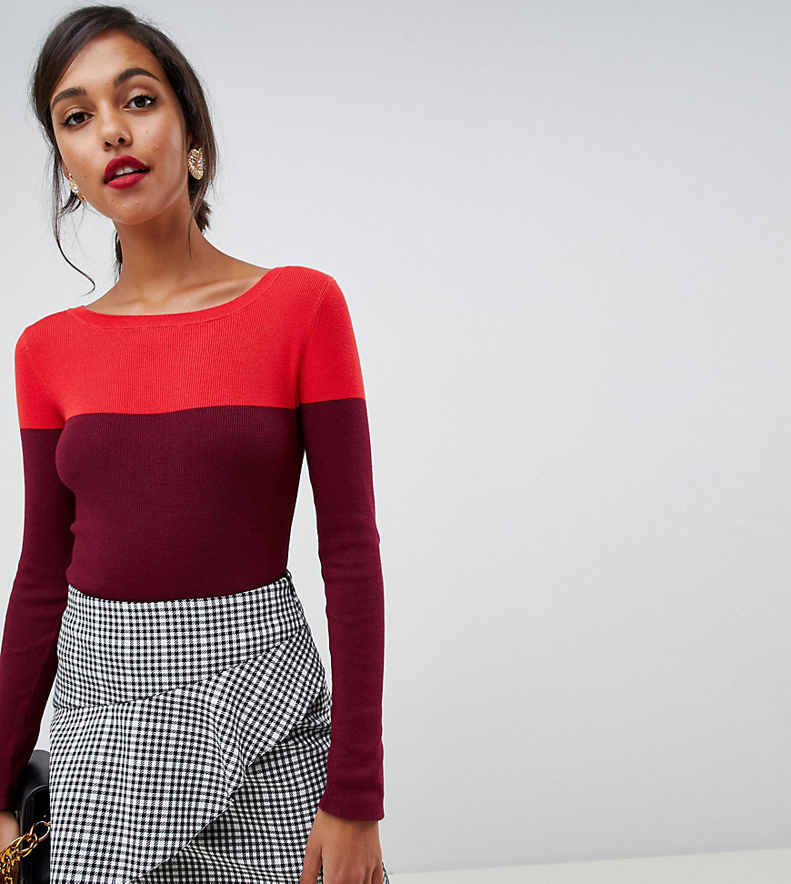 Oasis colourblock jumper in red