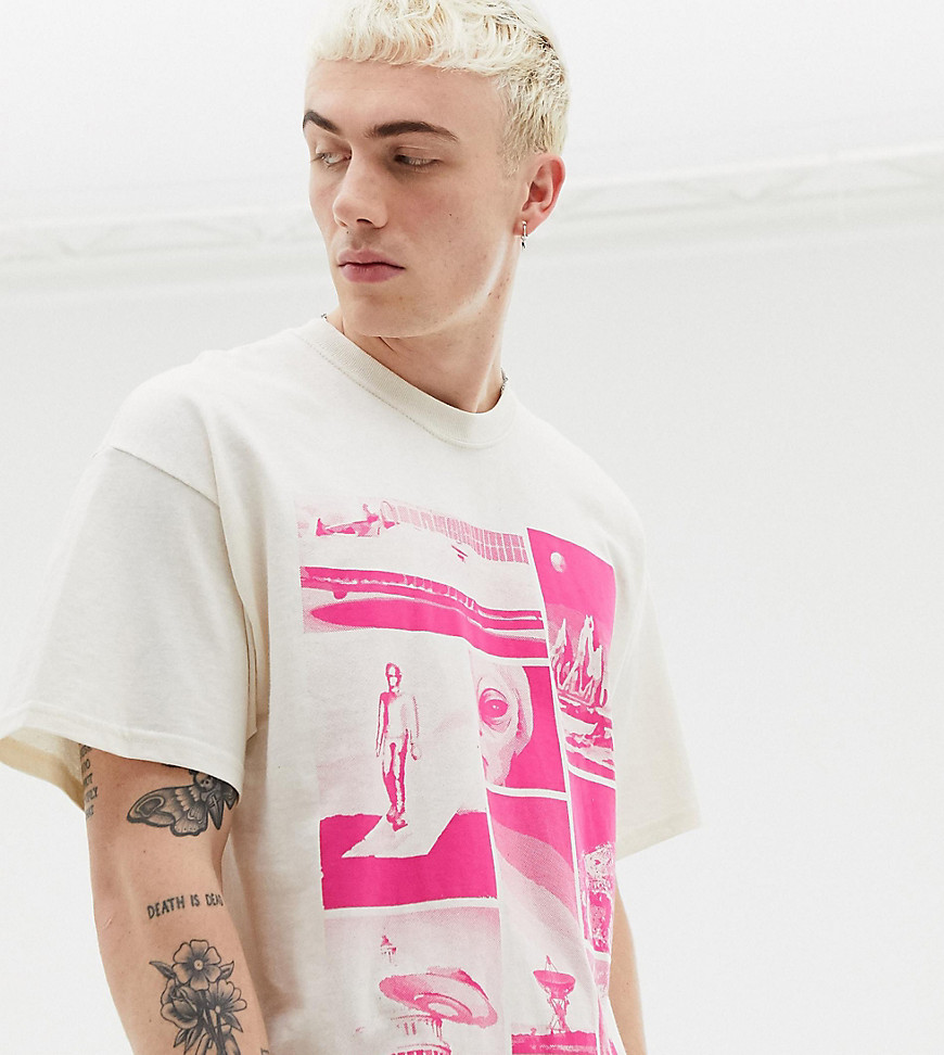 Reclaimed Vintage inspired oversized t-shirt with pink photographic print