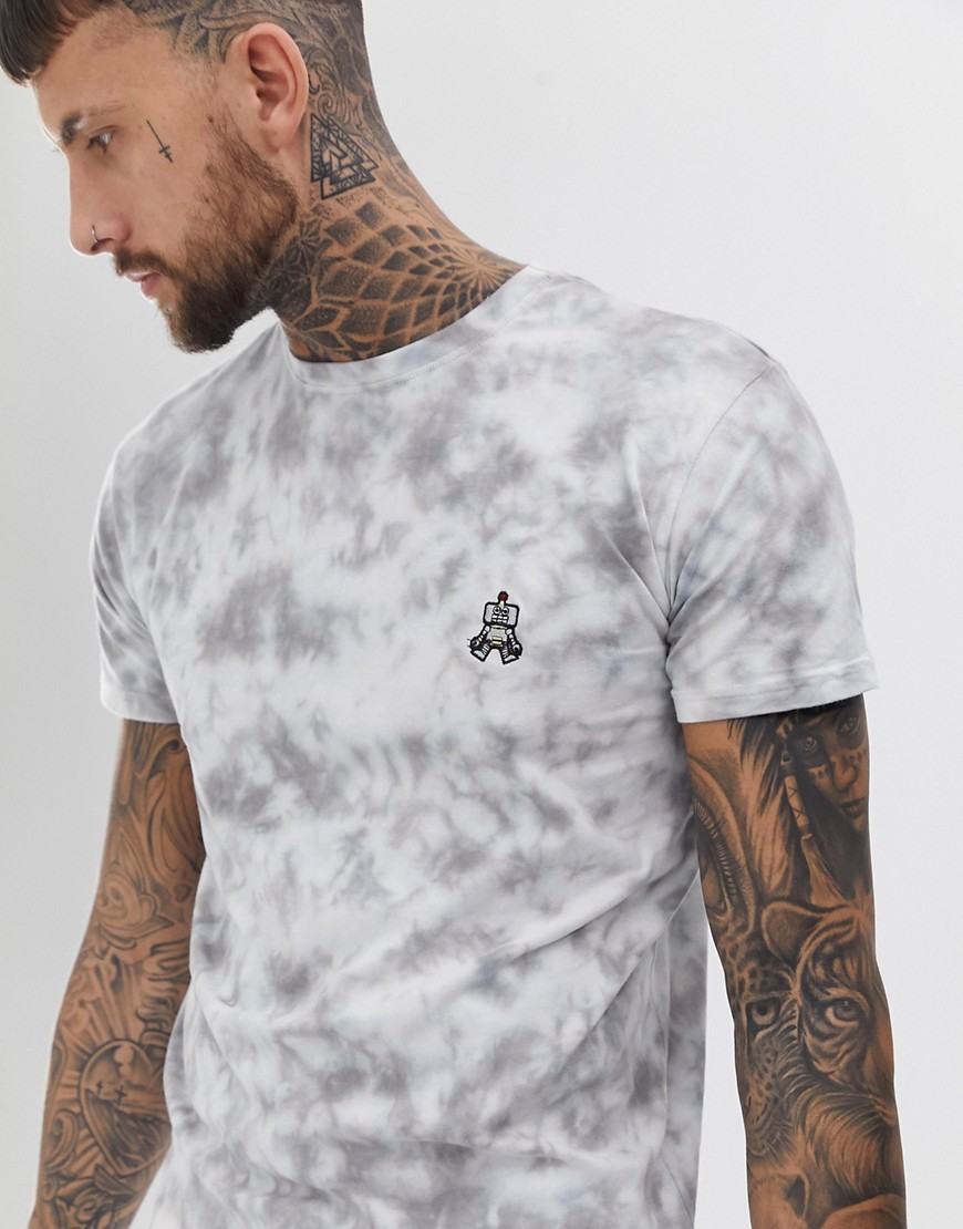 Brooklyn Supply Co robot embroidered tie dye t-shirt