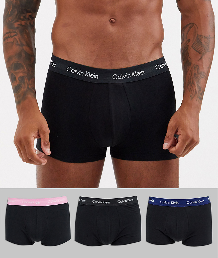 Calvin Klein Cotton Stretch 3 pack low rise trunks in black