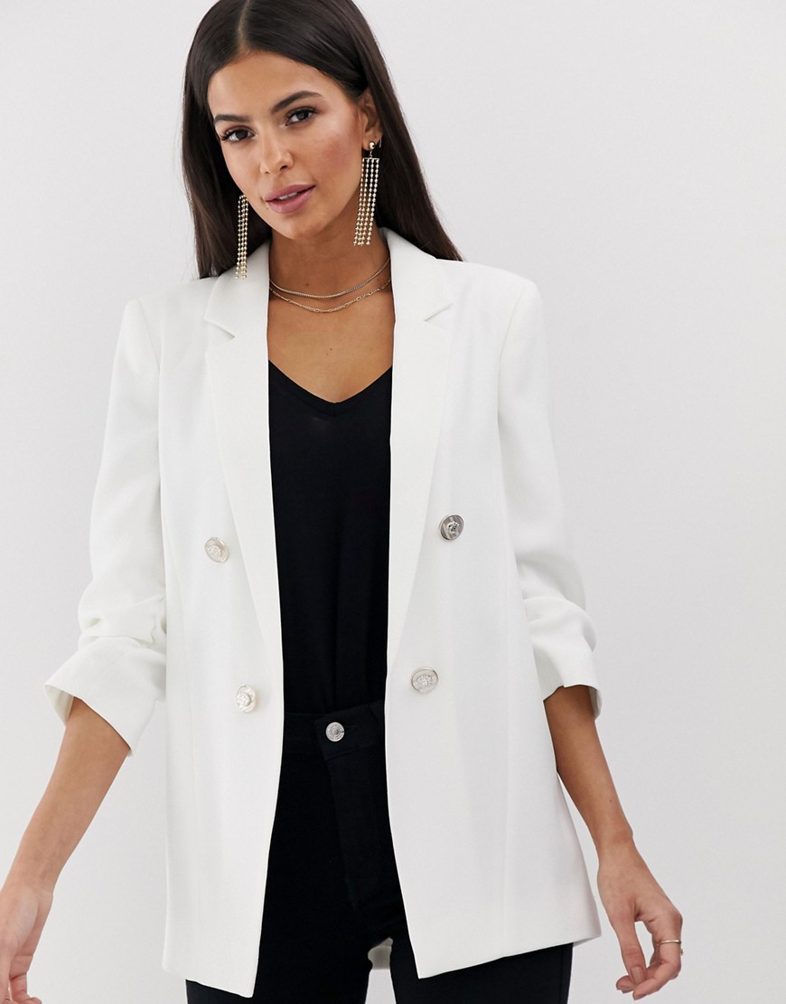 River Island double breasted blazer in white