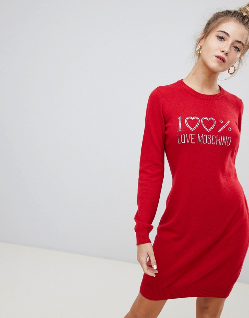 Love Moschino Logo Jumper Dress in Wool Cashmere Blend - 89