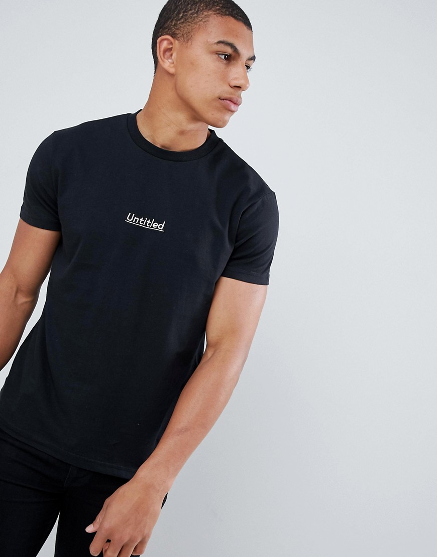 Kiomi T-Shirt In Black With Embroidered Slogan - Black