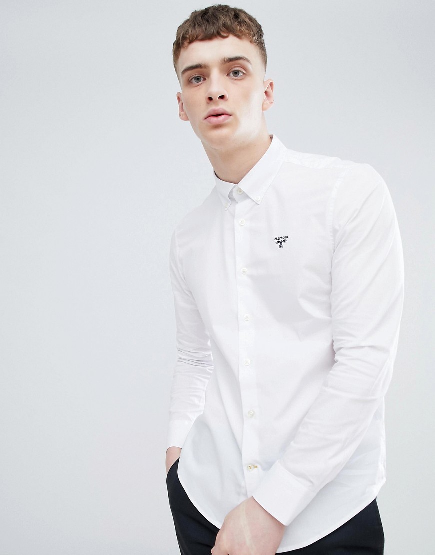 Barbour Seathwaite Slim Fit Stretch Poplin Shirt in White - White