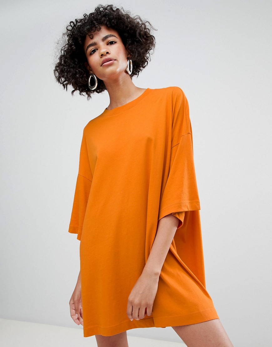 Weekday Huge T-shirt Dress - Dark orange