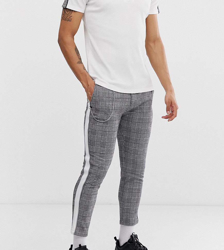 Mauvais cropped trousers in check with side stripe