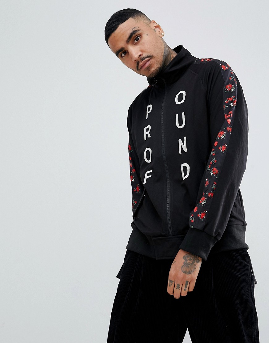 Profound Aesthetic red rose track jacket in black