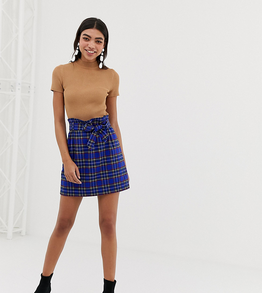 New Look skirt with paperbag waist in check