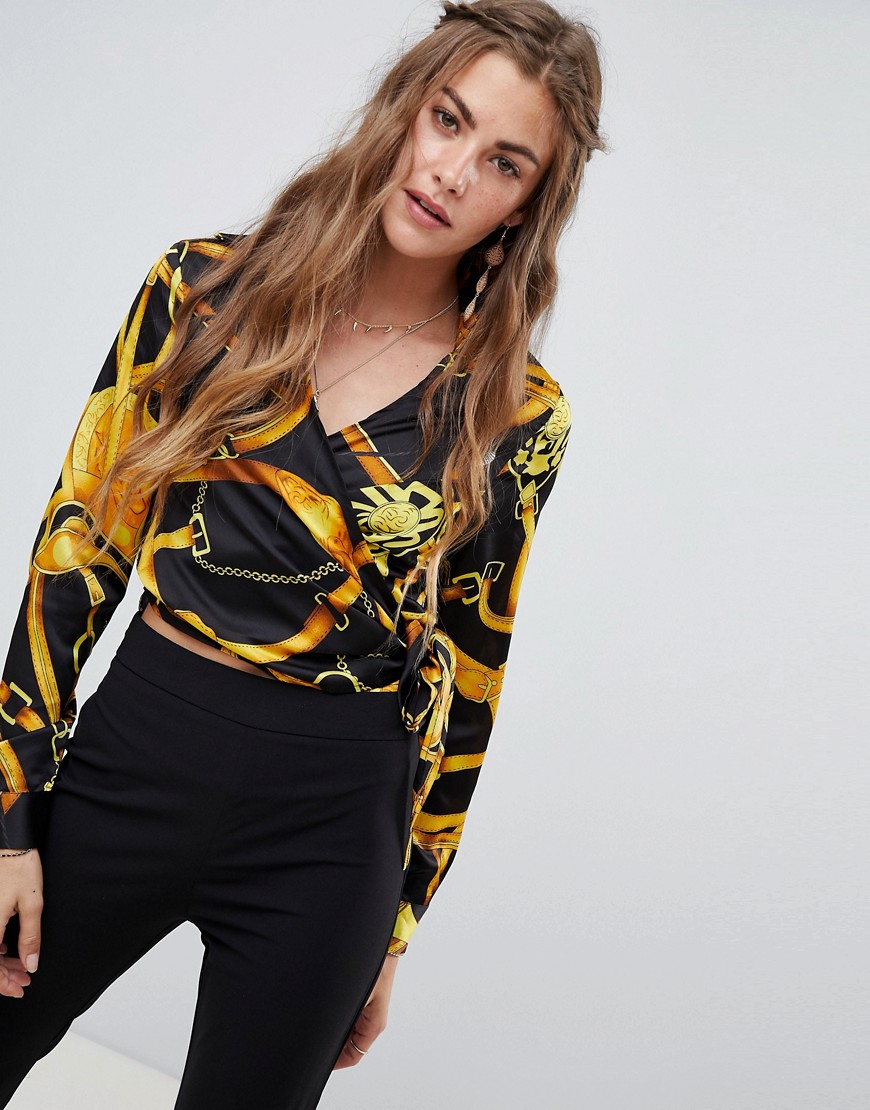 Love & Other Things Chain Print Top - Black