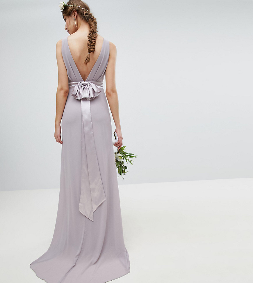 TFNC Tall Sateen Bow Back Maxi Bridesmaid Dress