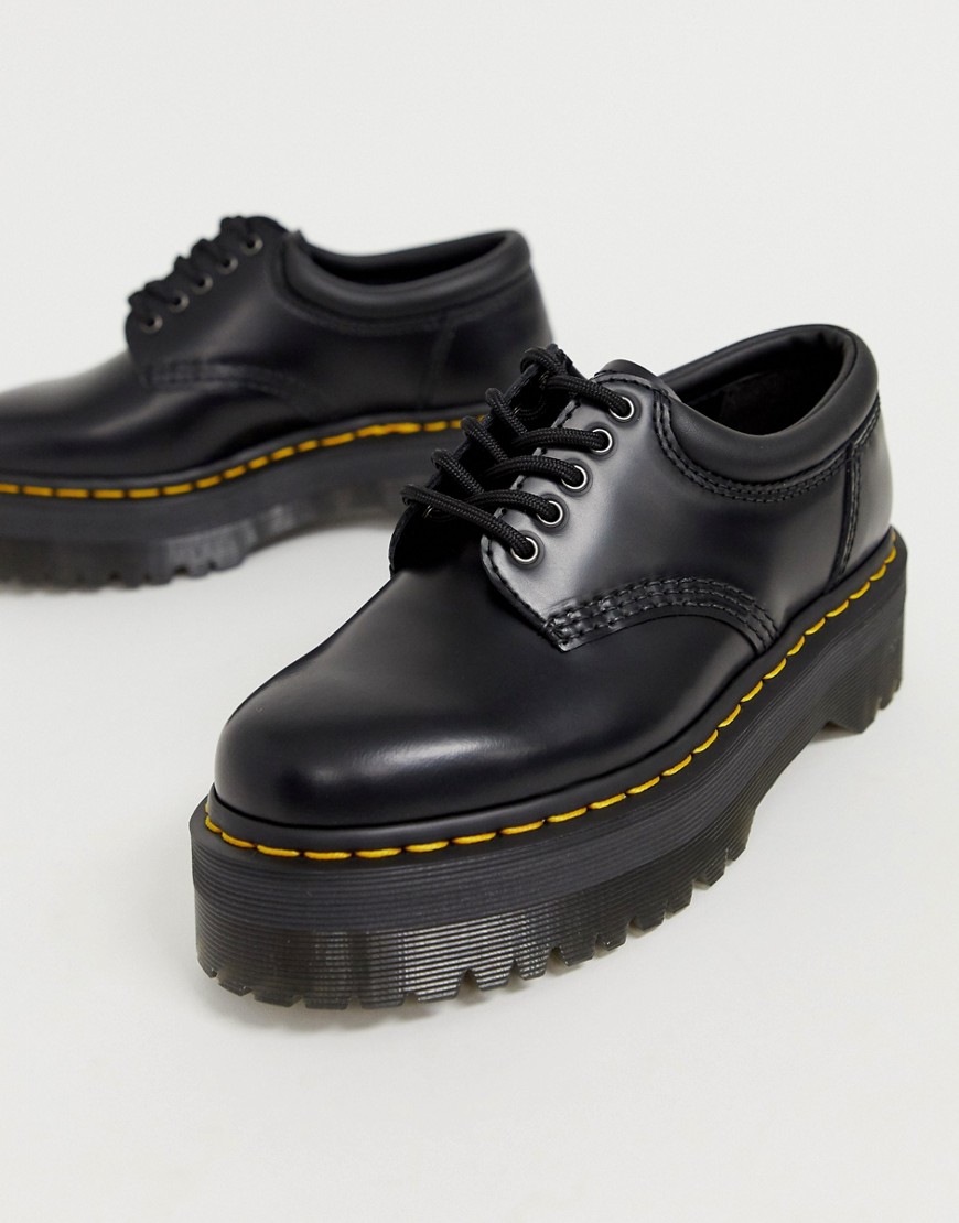 Dr Martens Quad 5 tie stacked leather flat shoes in black