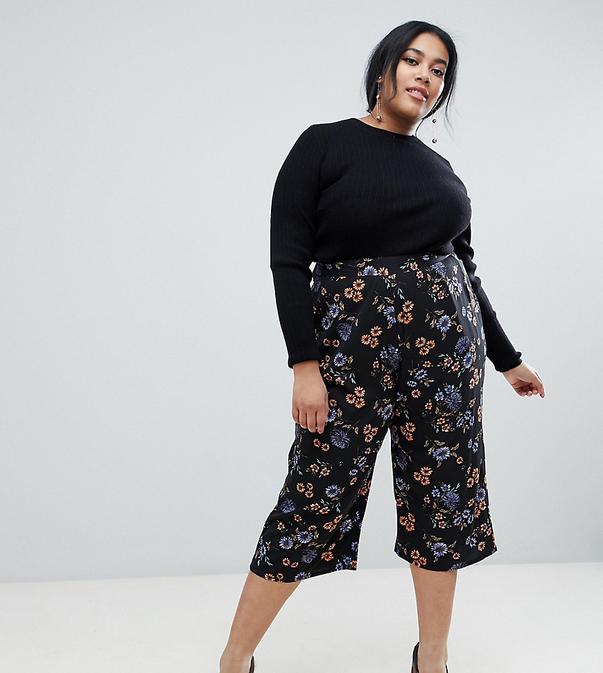 Influence Plus floral wide leg trousers