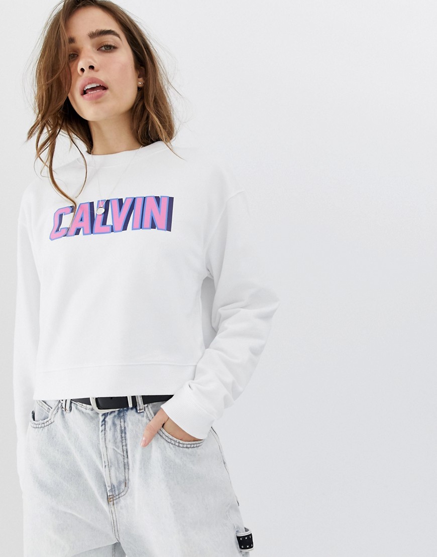 Calvin Klein retro logo cropped sweatshirt