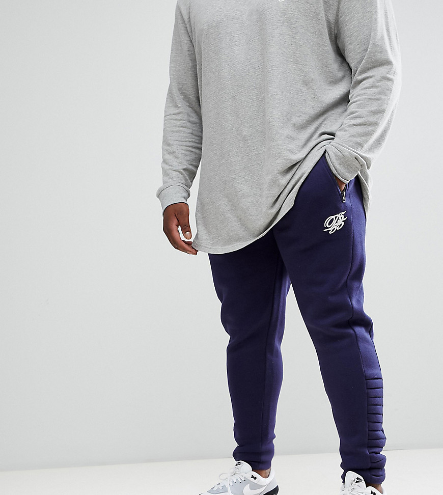 Duke King Size embroidered logo joggers with side pleating in navy