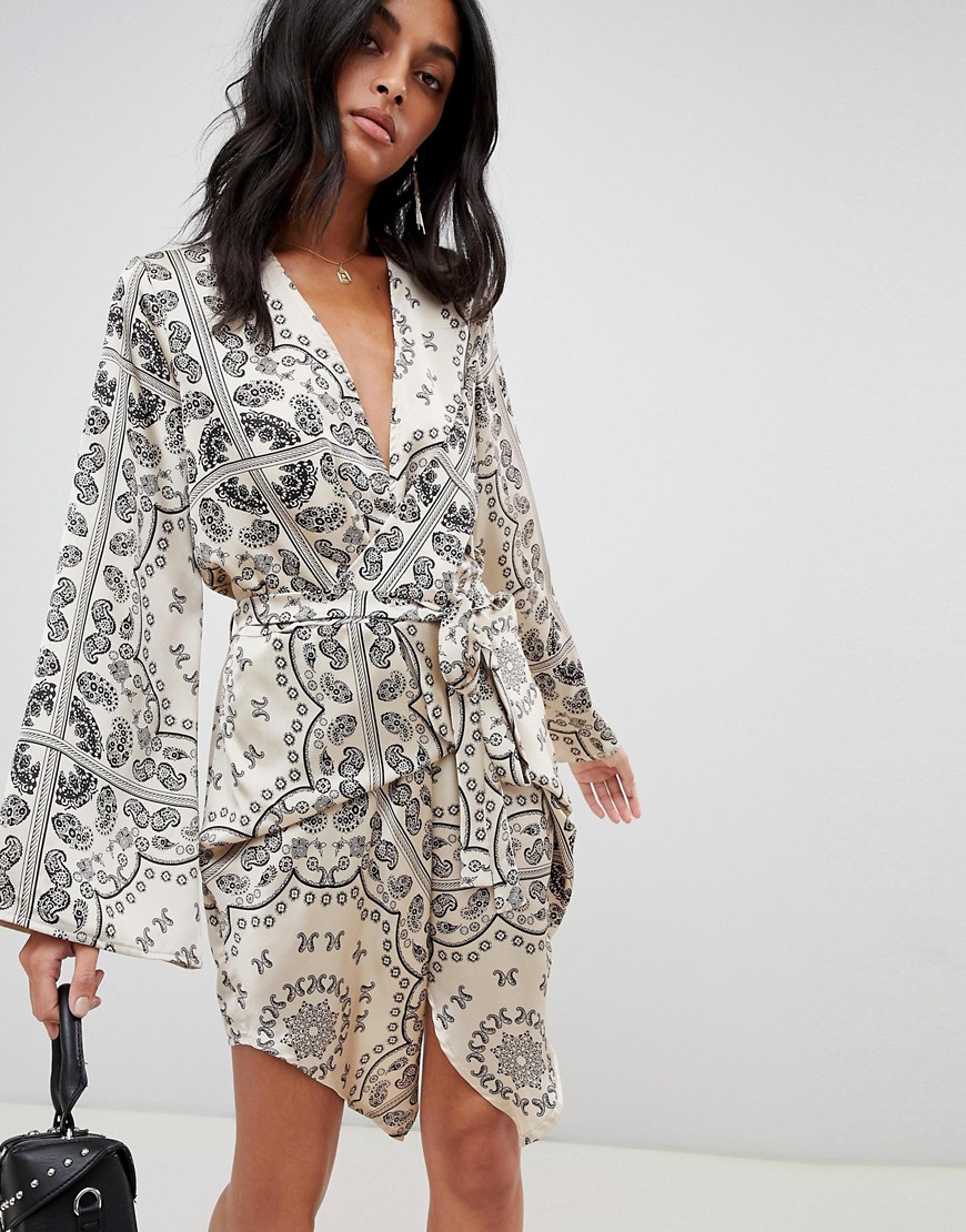 Love & Other Things Paisly Print Wrap Dress