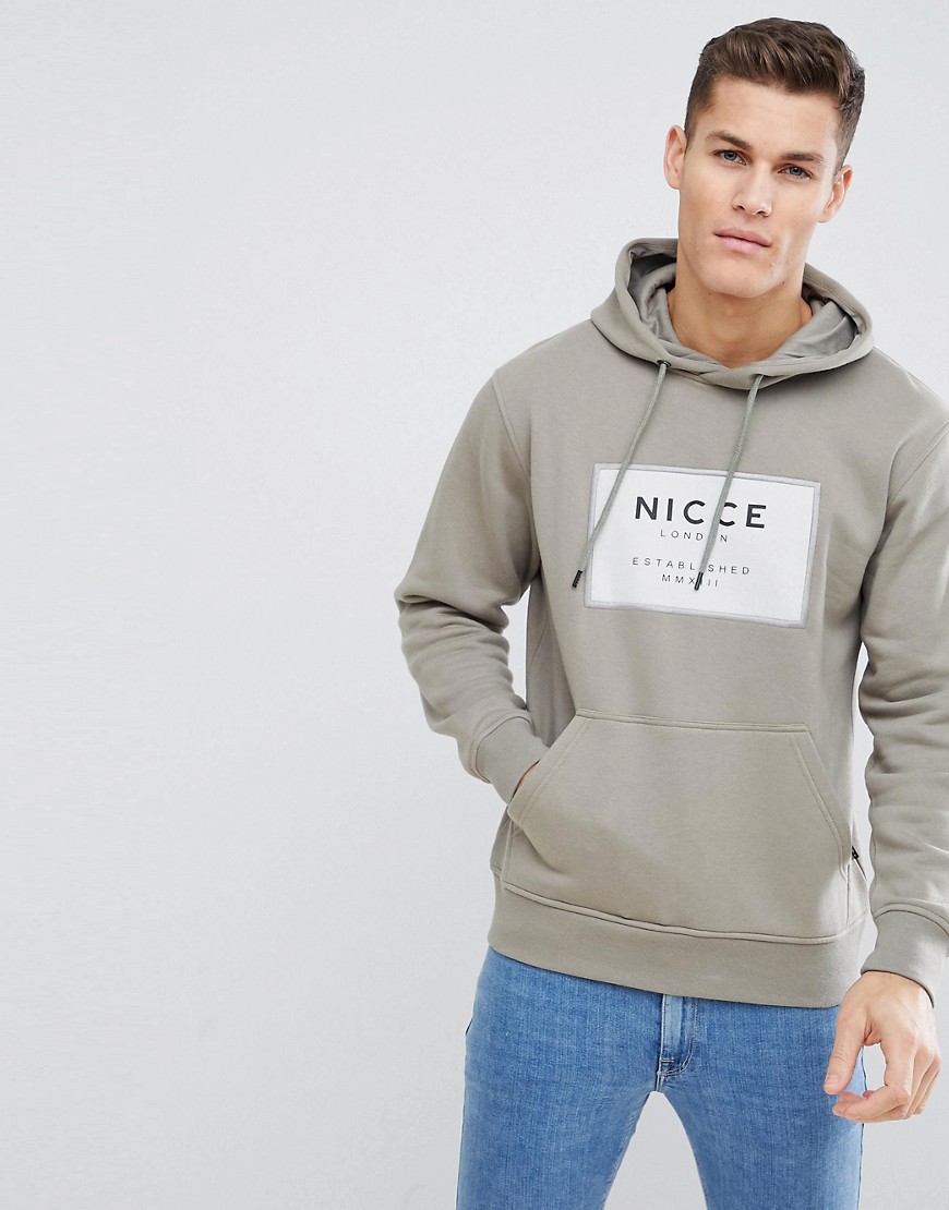 Nicce hoodie in khaki with box logo - Khaki