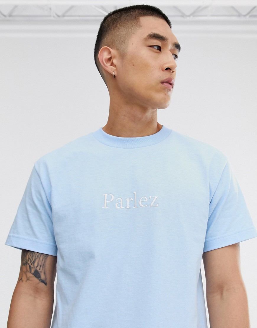 Parlez Skutsje t-shirt with embroidered small chest logo in powder blue