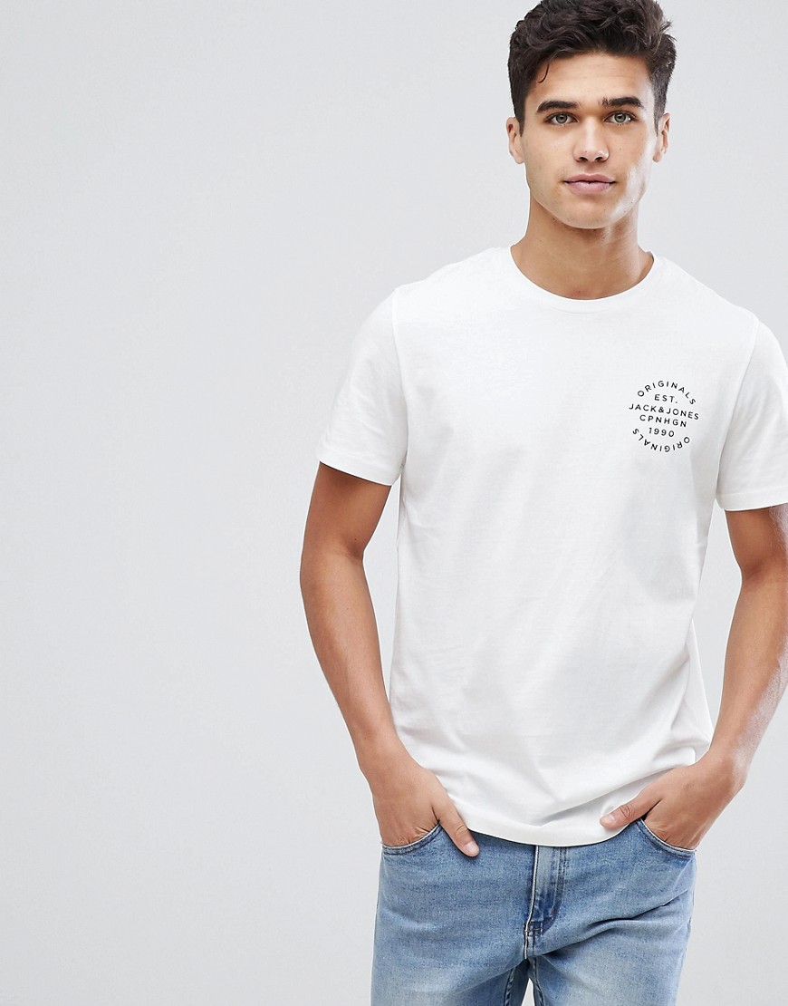 Jack & Jones Originals T-Shirt With Chest Branding - Cloud dancer