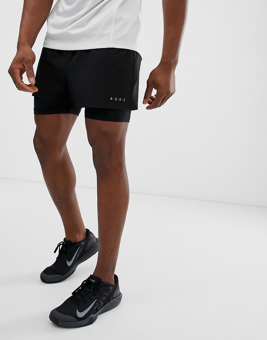 ASOS 4505 training 2 in 1 shorts with quick dry in black