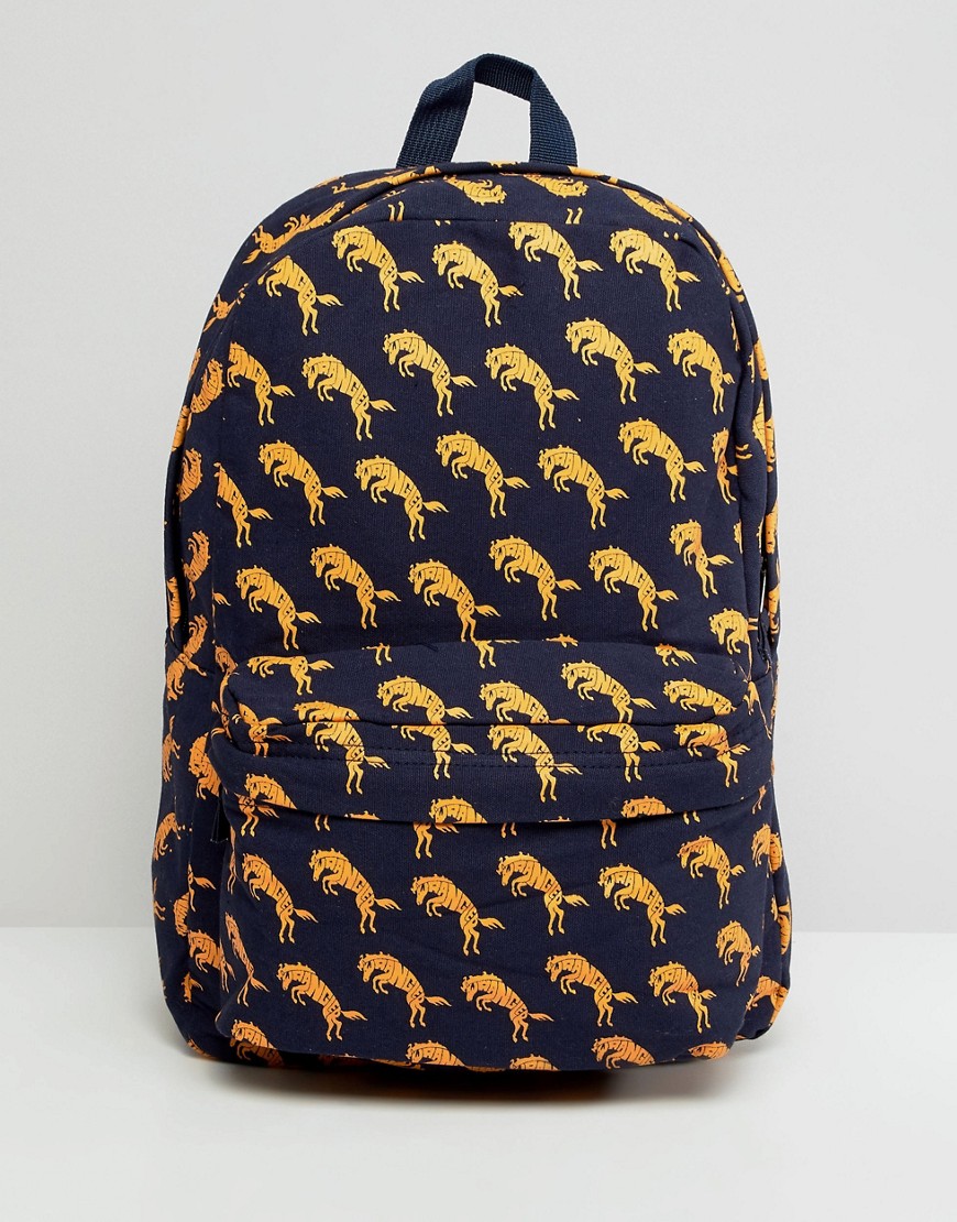 Wrangler Blue & Yellow horse print backpack - Navy