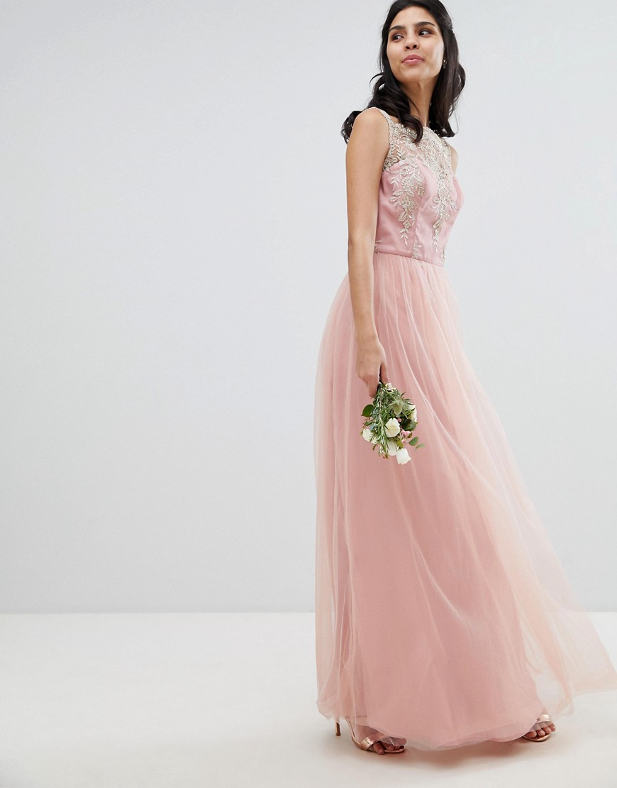 Chi Chi London Sleeveless Maxi Dress with Premium Lace and Tulle Skirt