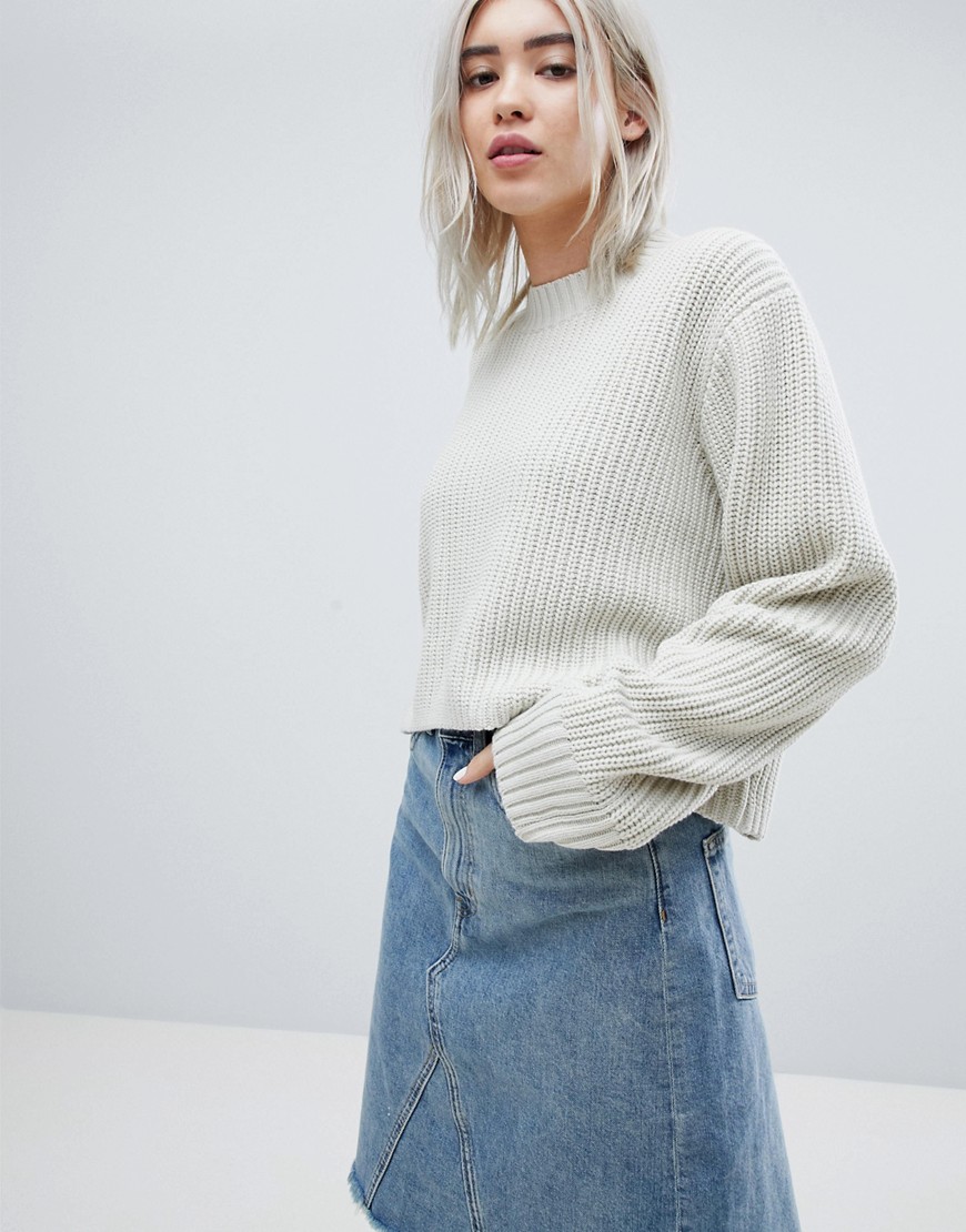 Weekday Thick Rib Cropped Jumper - Beige light