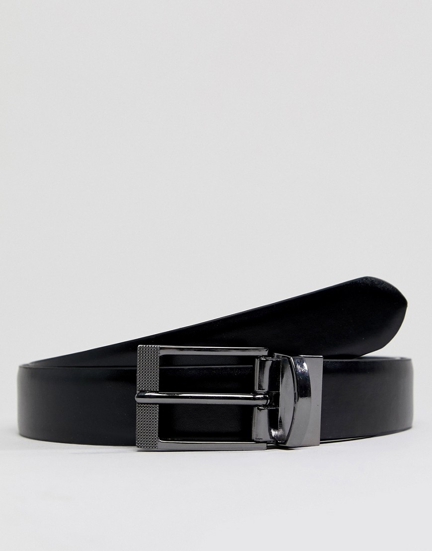 Ben Sherman reversible matte and patent belt in black