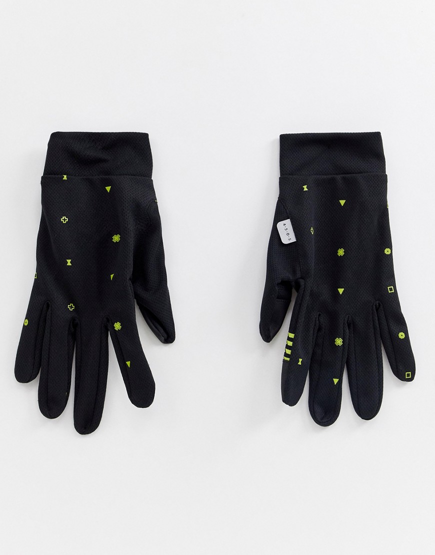 ASOS 4505 running gloves in black with neon aztec print
