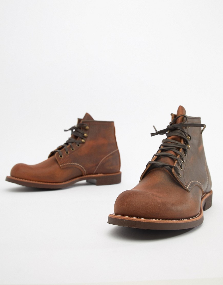 Red Wing Blacksmith lace up boots in copper leather