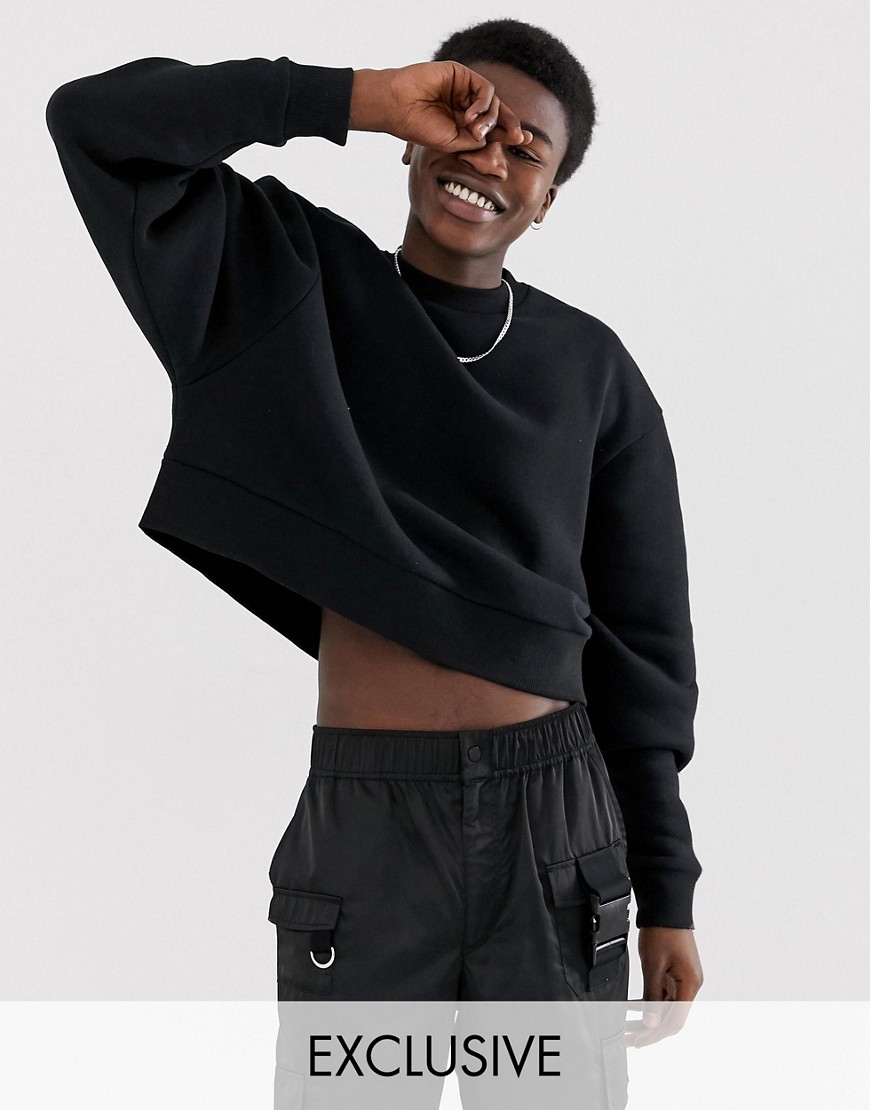 COLLUSION cropped sweatshirt in black