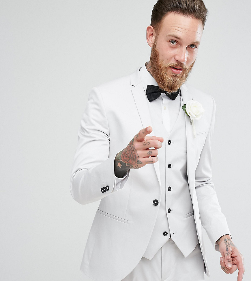 Noak Slim Wedding Suit Jacket in Grey - Pale grey