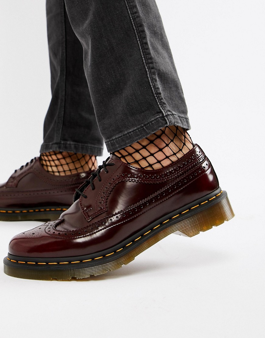 Dr Martens faux leather 3989 brogue shoes in red - Red