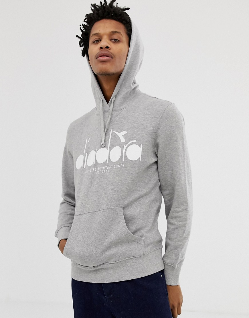 Diadora hoodie with large logo in grey